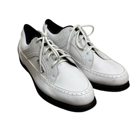 Footjoy Womens Golf Shoes Size 8.5m Greenjoys Soft Spikes Logo Lace Up White - Picture 4 of 11